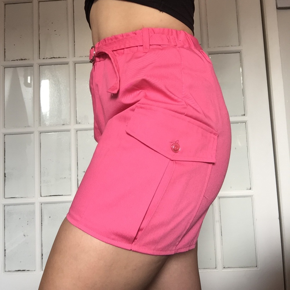 Pink vintage high waisted cargo shorts
